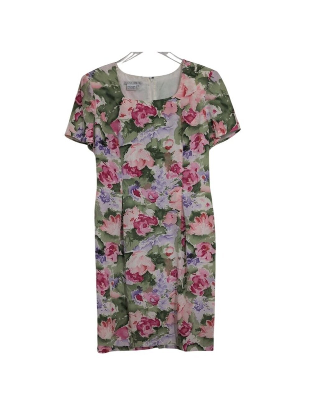 Vintage Silk Watercolor Floral Dress Womens Size 10 Romantic Grandma Cottagecore